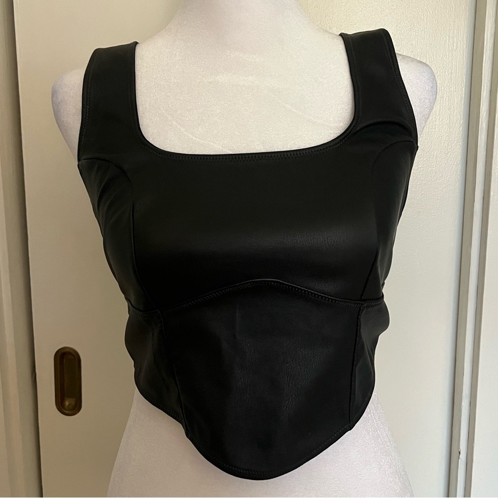 Black Leather Corset Top